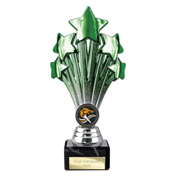 5 Star Trophy Green and Silver