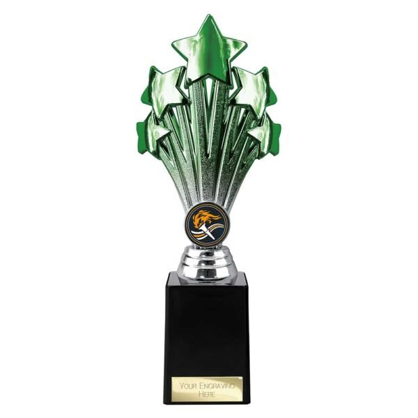 5 Star Trophy Green and Silver